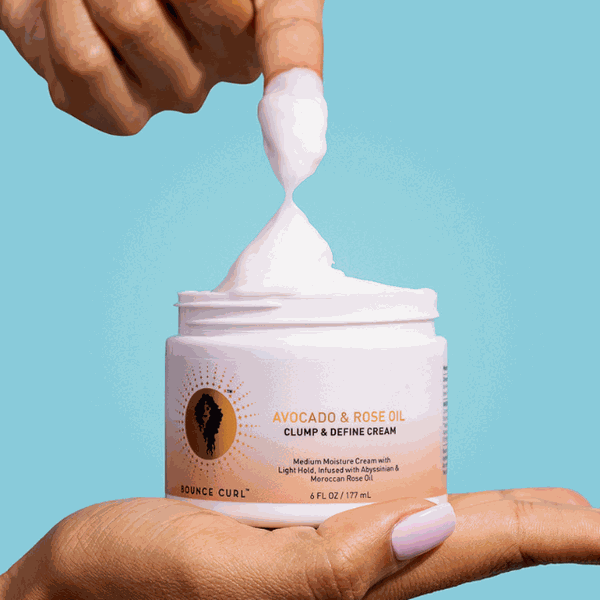 Bounce Curl Avocado & Rose Oil Curl Defining Cream jar with natural oils for soft, shiny curls