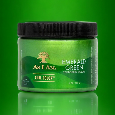 As I Am Curl Color Gel fyrir krullur. Krullu gel. Litað krullugel. Grænn litur. Án sílíkona, súlfata og þurrkandi alkóhóla. Hár make-up. Grænt hár hármótunar gel.
Emerald Green
Non Permanent - Þvæst úr