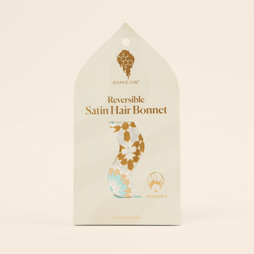 Bounce Curl reversible satin hair bonnet protecting curly hair overnight