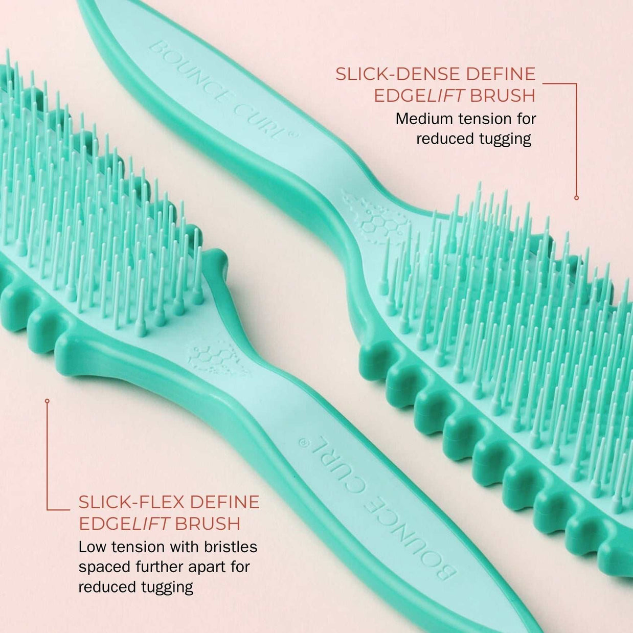 Bounce Curl Slick-Dense define brush with medium-density TPEE bristles and recycled plastic handle for delicate, color-treated curly hair
