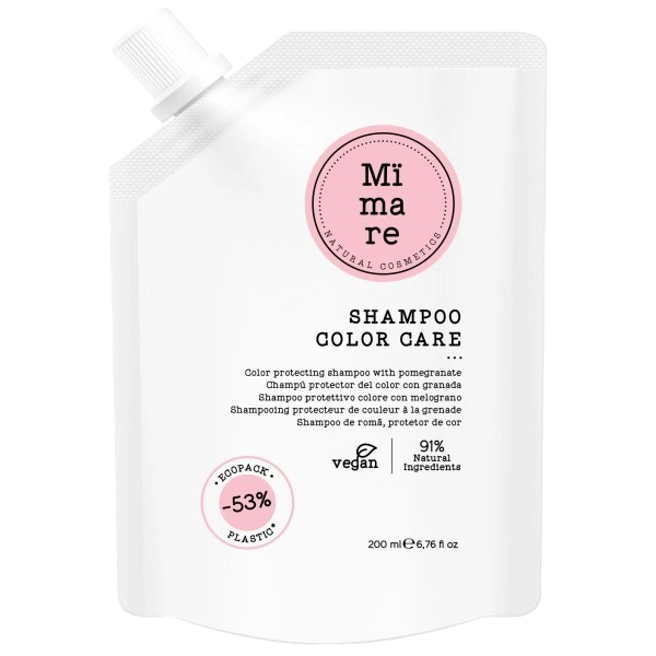 Mïmare Shampoo Color Care for nourishing and protecting colored hair with vegan, sulfate-free formula and sustainable packaging