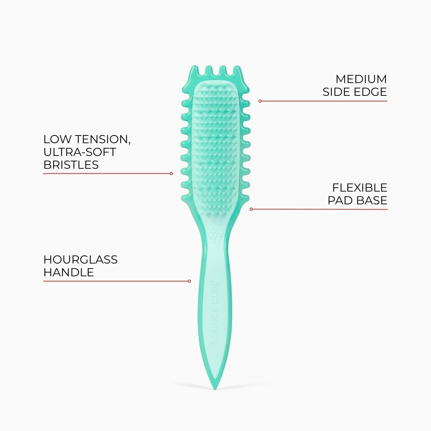 Bounce Curl Slick-Flex Define EdgeLift ultra-gentle curl brush with wide-spaced bristles for defining and detangling fragile curly hair.