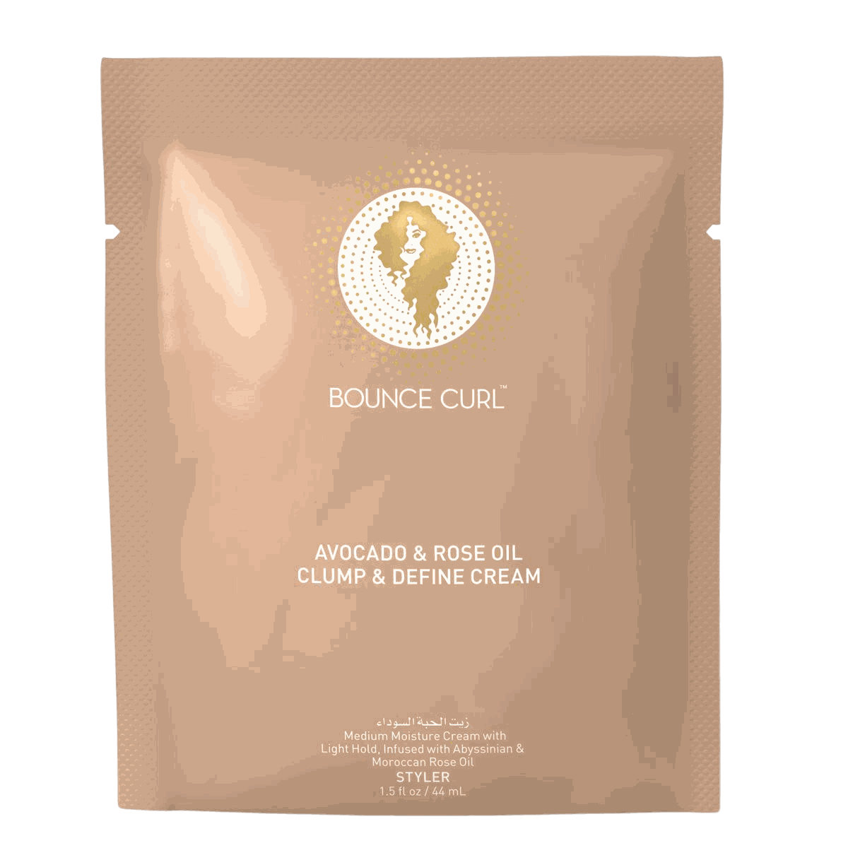 Bounce Curl Avocado Rose Oil Clump and Define Cream jar with thick white and reddish swirled texture for soft shiny curls