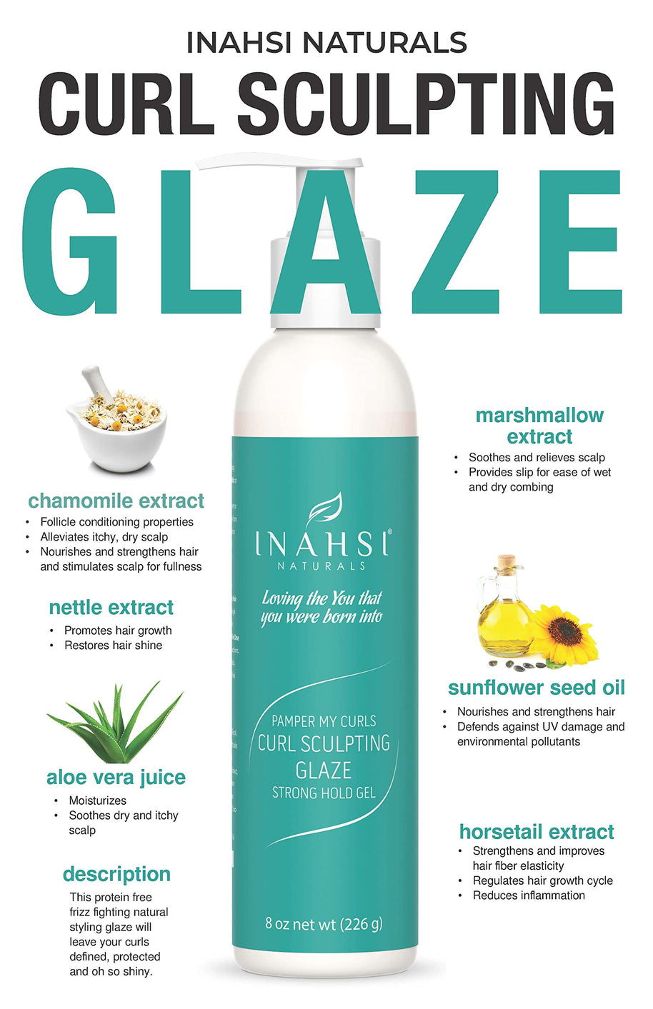 Inahsi Pamper My Curls Curl Sculpting Glaze - Strong Hold Gel