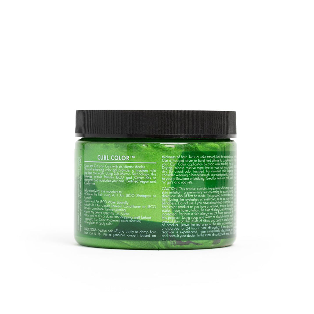 As I Am Curl Color Gel fyrir krullur. Krullu gel. Litað krullugel. Grænn litur. Án sílíkona, súlfata og þurrkandi alkóhóla. Hár make-up. Grænt hár hármótunar gel.
Emerald Green
Non Permanent - Þvæst úr