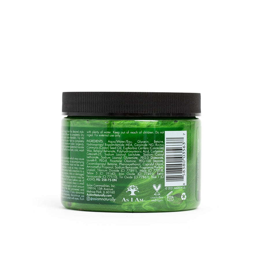 As I Am Curl Color Gel fyrir krullur. Krullu gel. Litað krullugel. Grænn litur. Án sílíkona, súlfata og þurrkandi alkóhóla. Hár make-up. Grænt hár hármótunar gel.
Emerald Green
Non Permanent - Þvæst úr