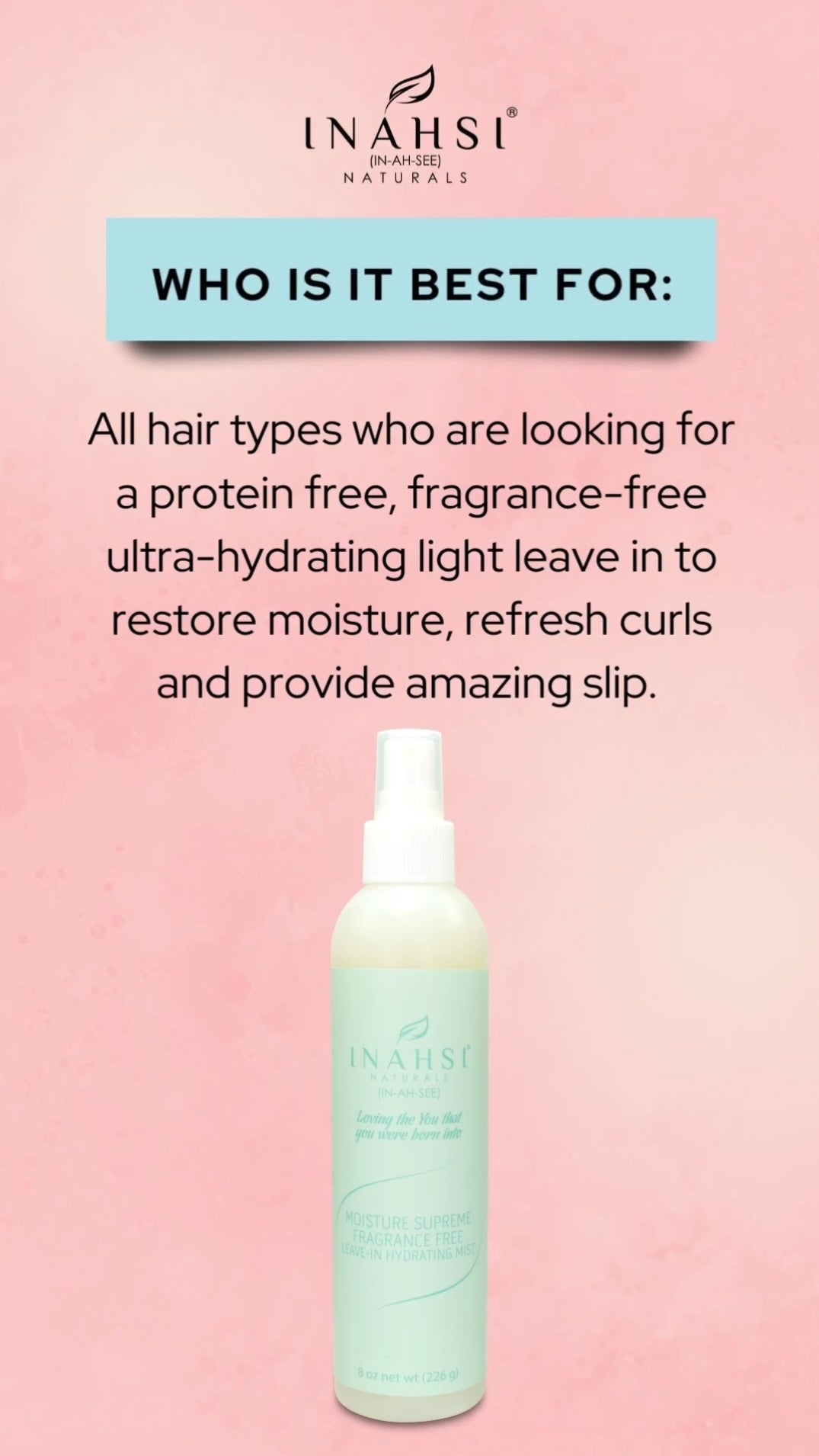 Inahsi Moisture Supreme Fragrance Free Leave-In Hydrating Mist