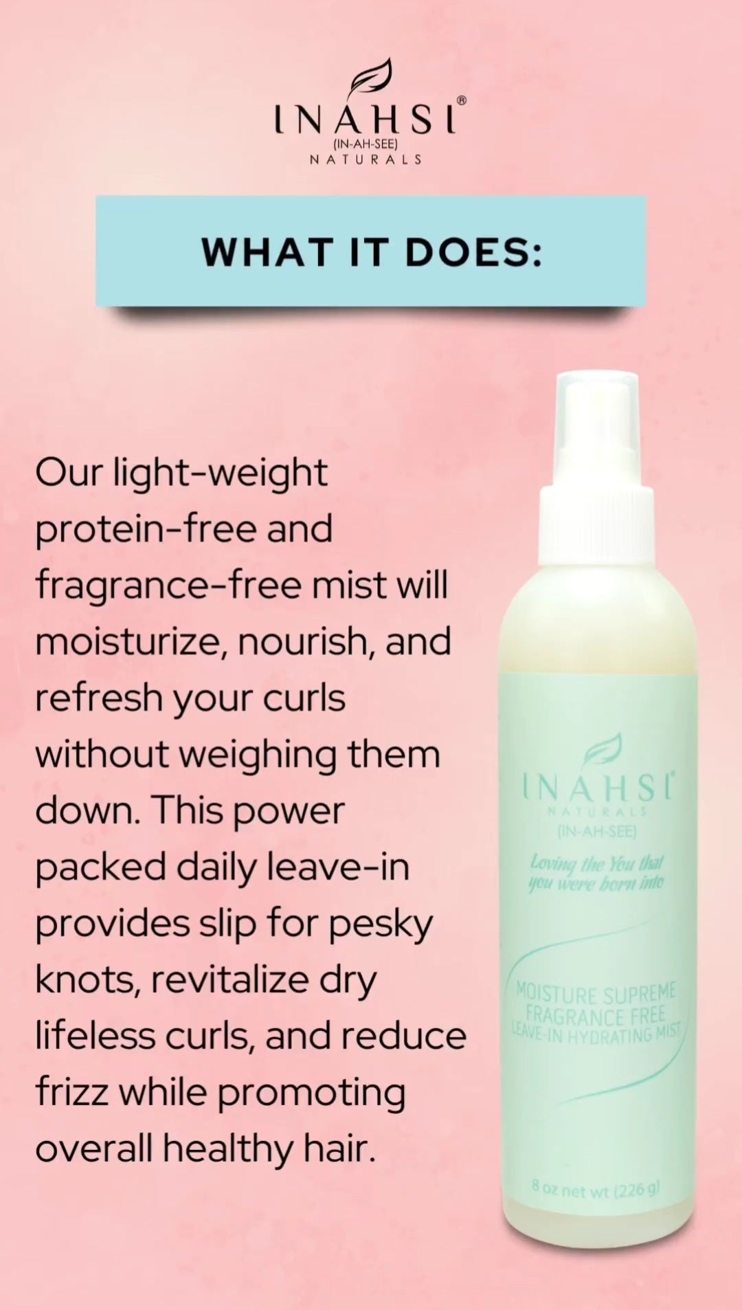 Inahsi Moisture Supreme Fragrance Free Leave-In Hydrating Mist
